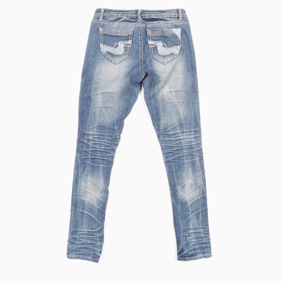 Y2K VTG ALMOST FAMOUS Skinny Jeans Sz 7 Junior Distressed Faded Stretch Waist 29 - Picture 3 of 8